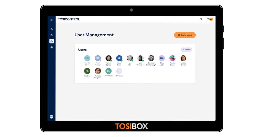 TosiControl ipad User management